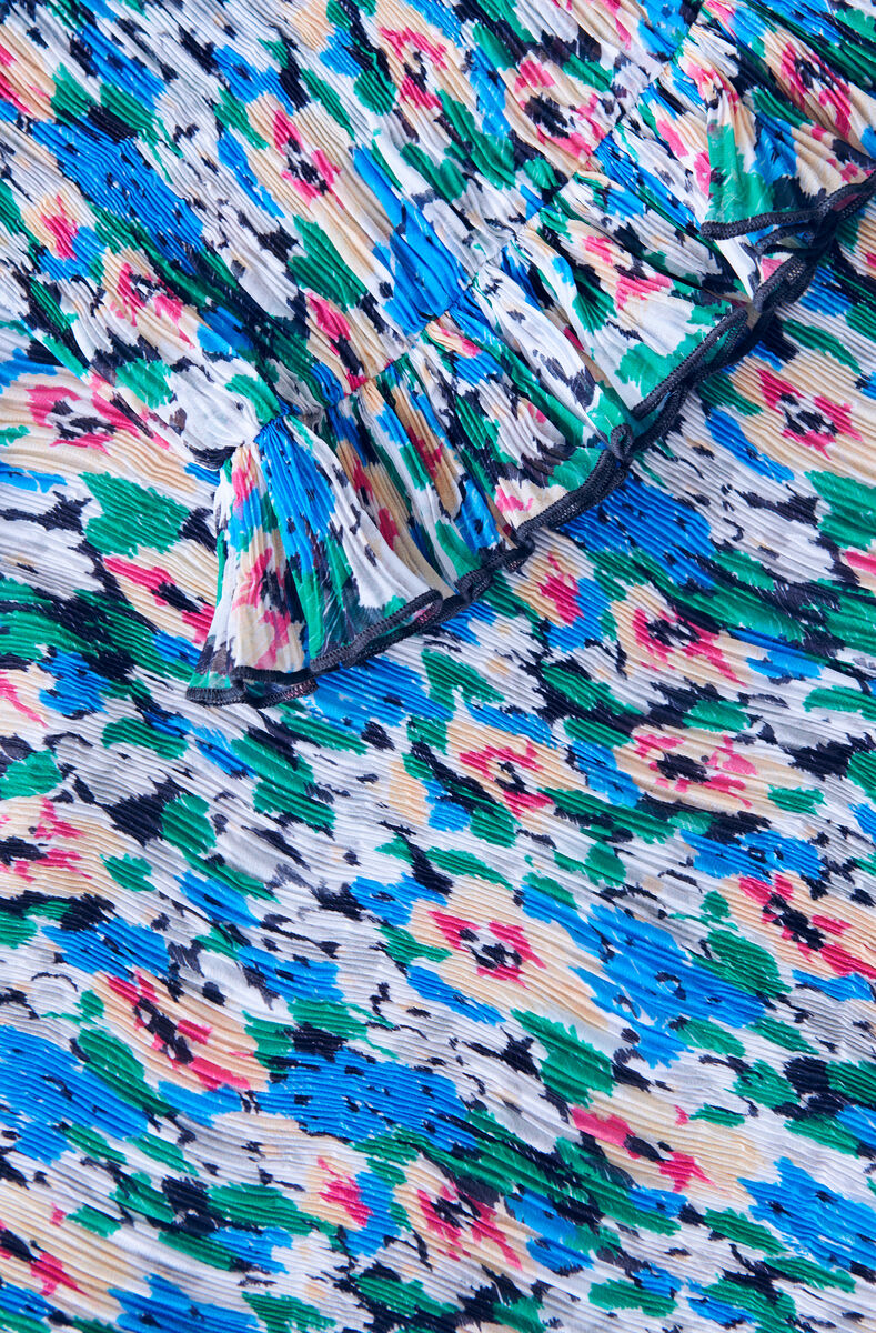 V-Neck Midi Dress, Polyester, in colour Floral Azure Blue - 4 - GANNI