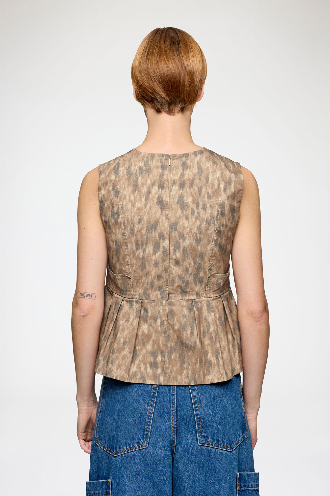 Top in Printed Cotton, Organic Cotton, in colour Burro - 3 - GANNI