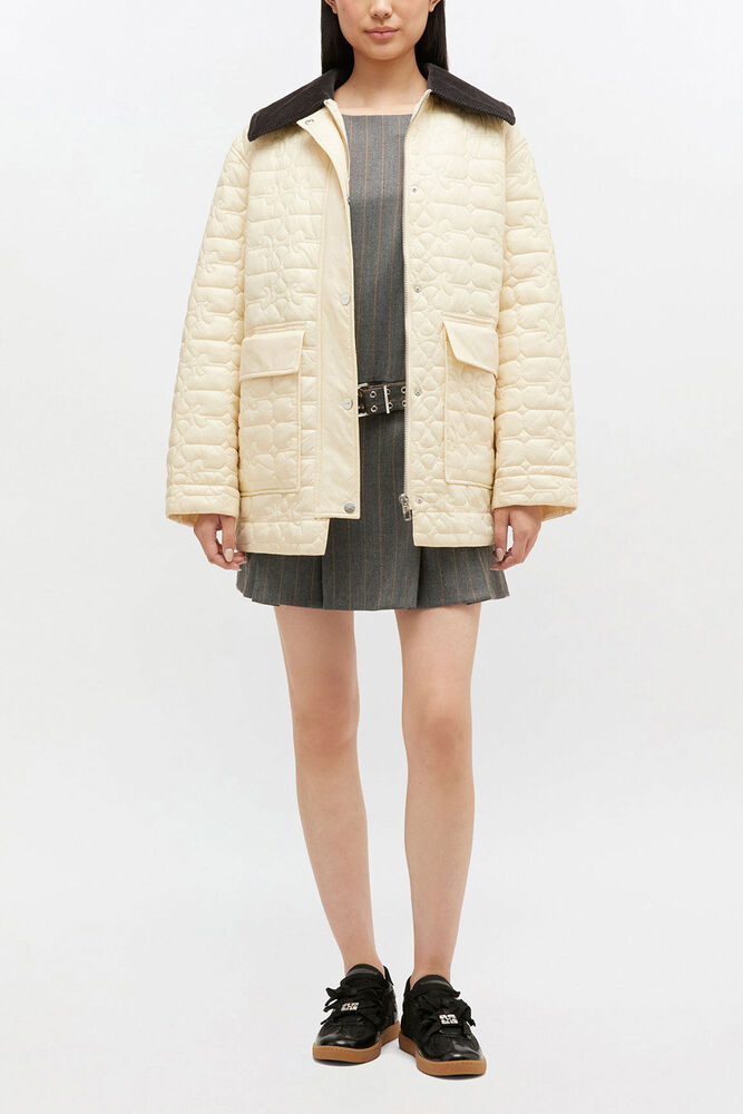 Shiny Quilt Midi Jacket, Angora