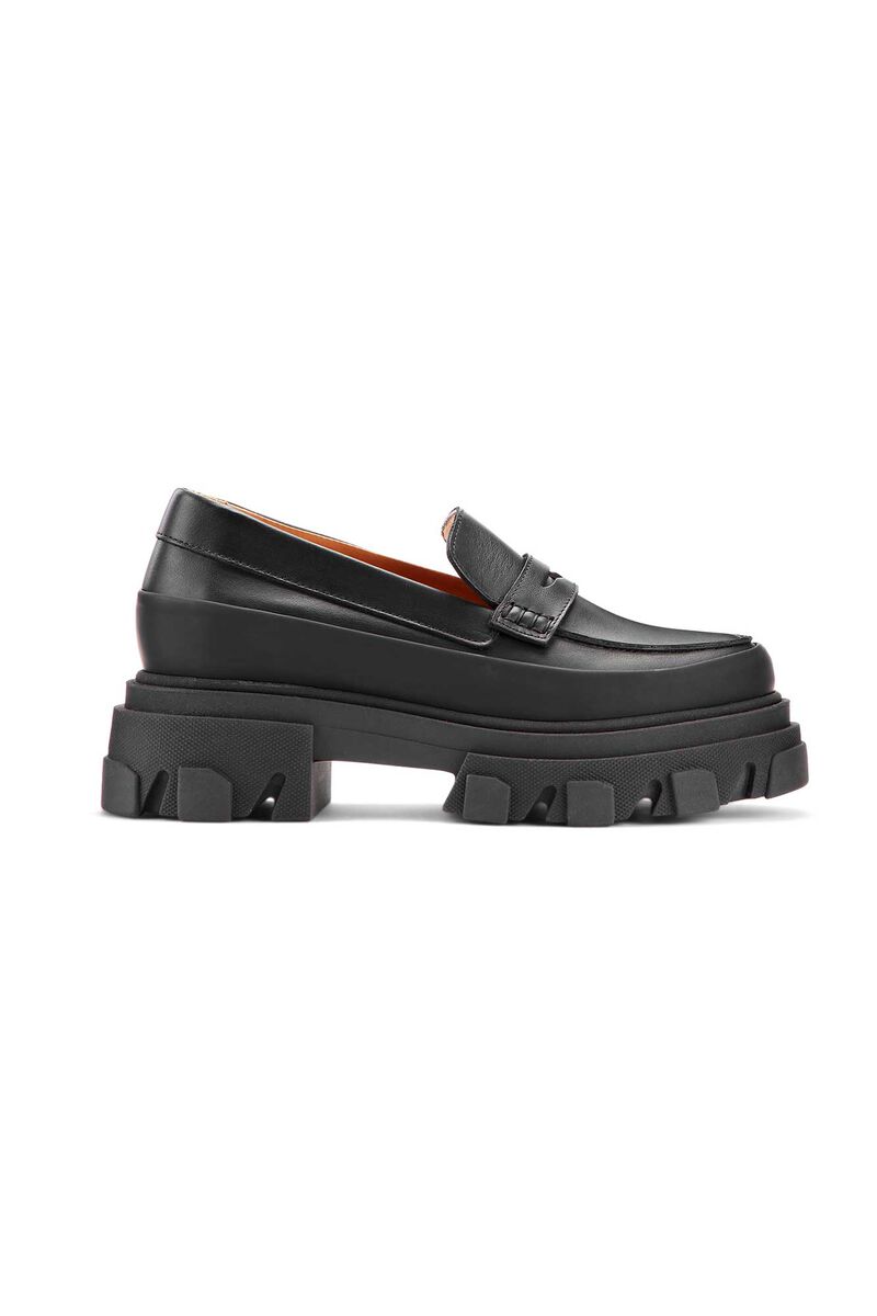 Cleated Chunky Loafer, Leather, in colour Black - 1 - GANNI