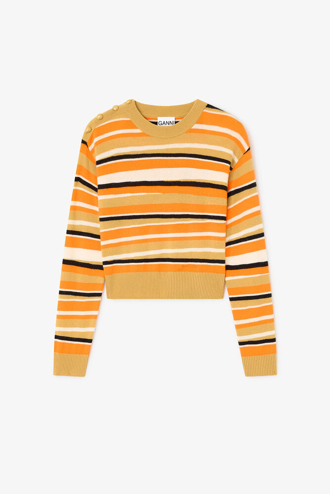 Striped Cashmere Sweater, Orange Tiger
