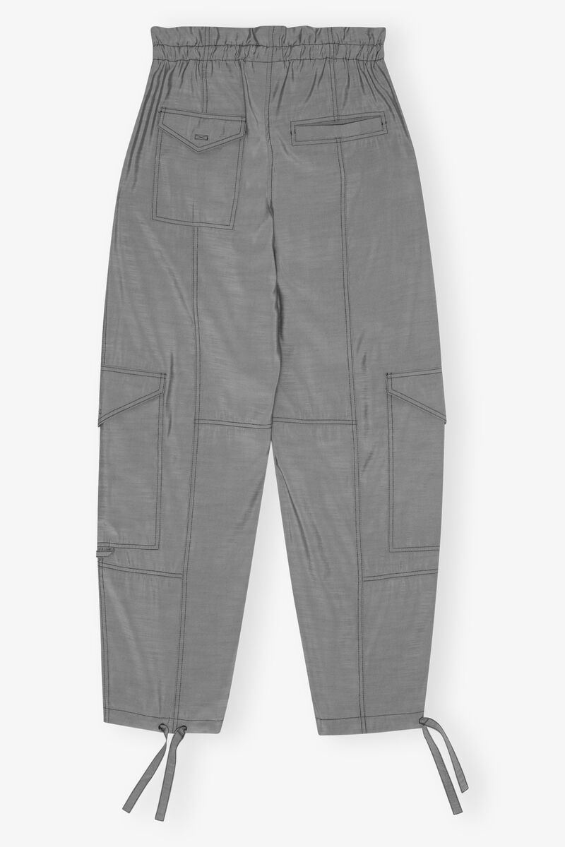 High Waist Pocket Trousers, LENZING™ ECOVERO™, in colour Frost Gray - 2 - GANNI