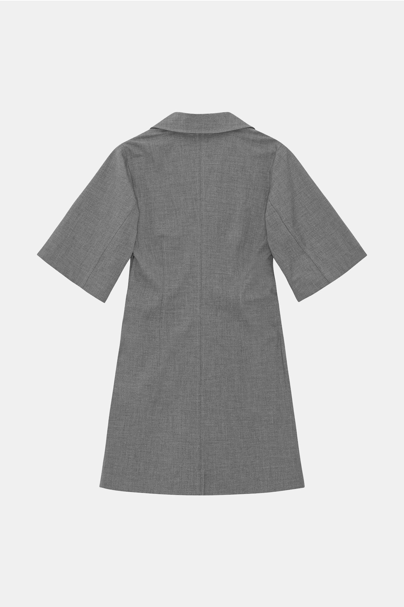 Grey Drapey Melange Mini Dress, Elastane, in colour Paloma Melange - 2 - GANNI