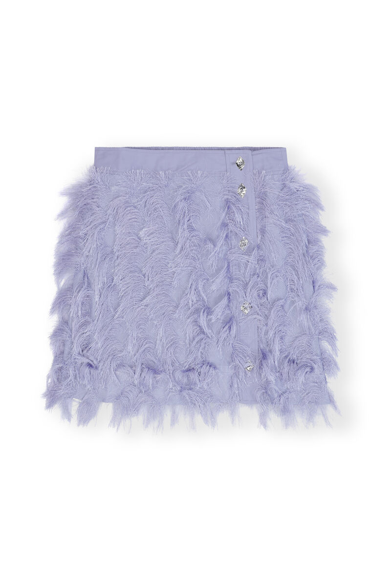 Fringe Mini Skirt, Polyester, in colour Persian Violet - 1 - GANNI