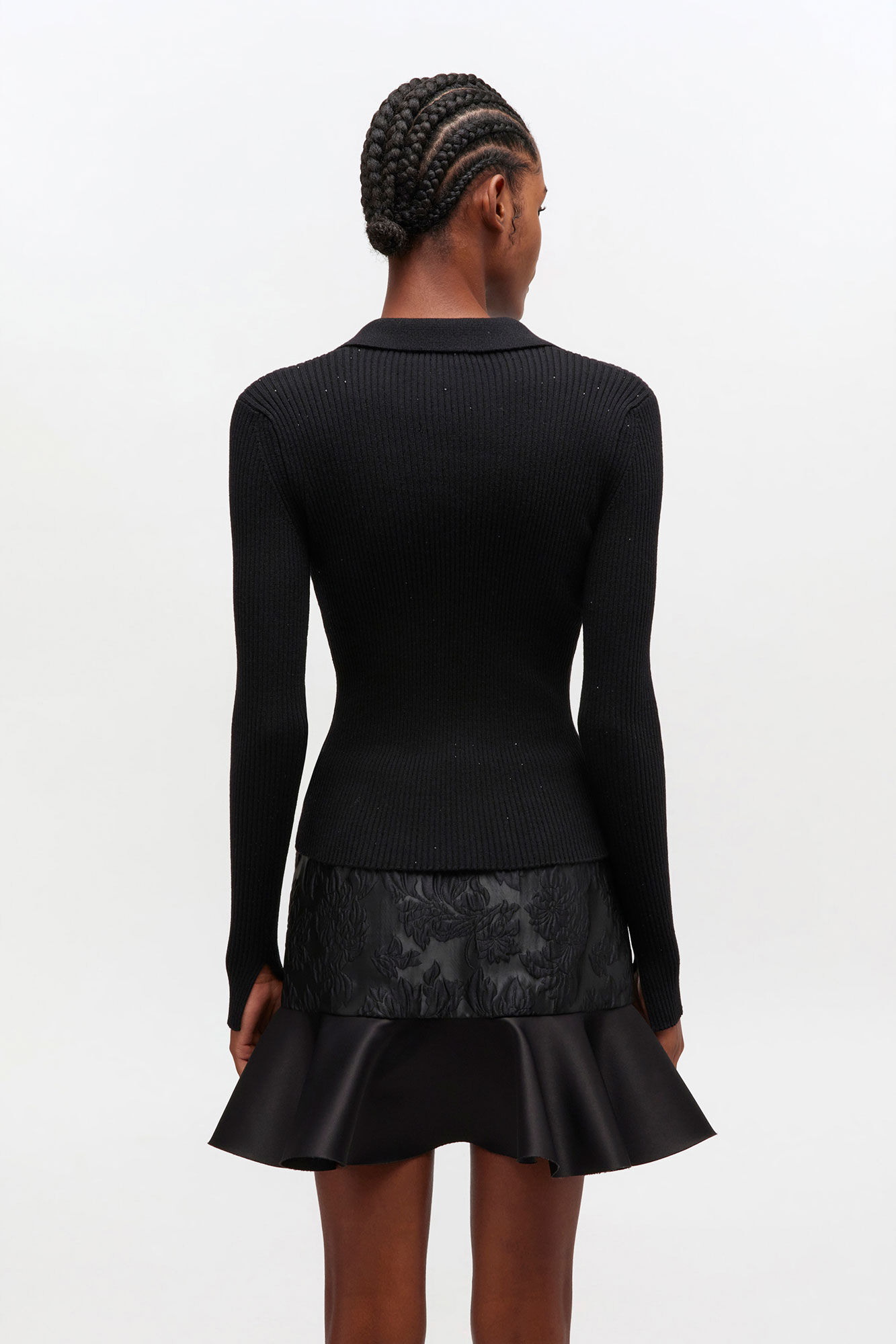 D&uuml;nnes Strick-Polo mit Pailletten, Wool, in colour Black - 3 - GANNI