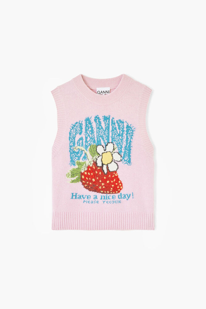 Vest with Strawberry, Chalk Pink