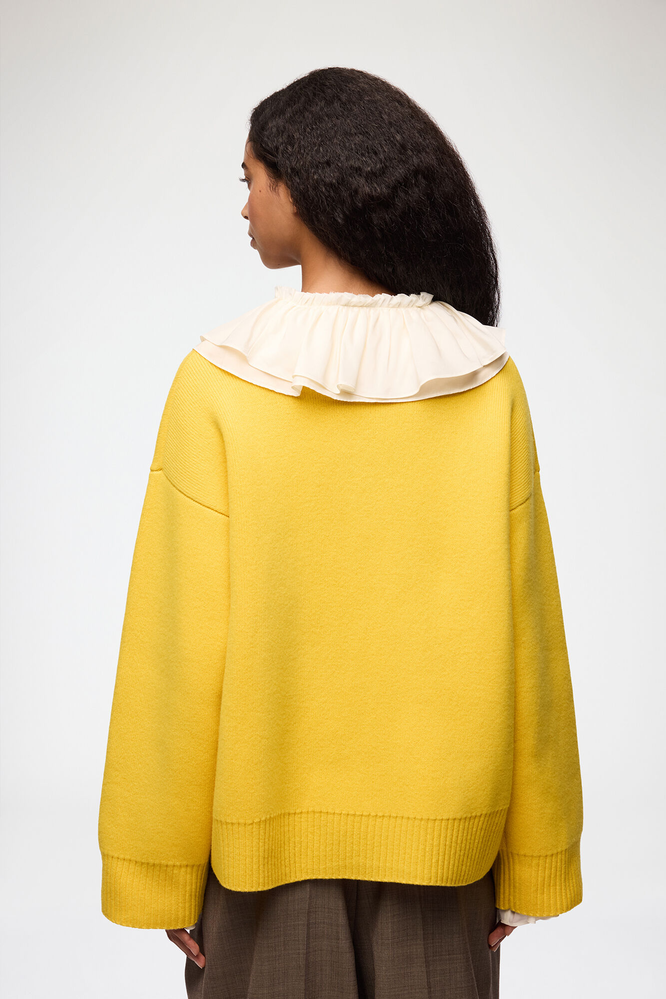 Jumper in Yellow Knit, Wool, in colour Lemon - 3 - GANNI