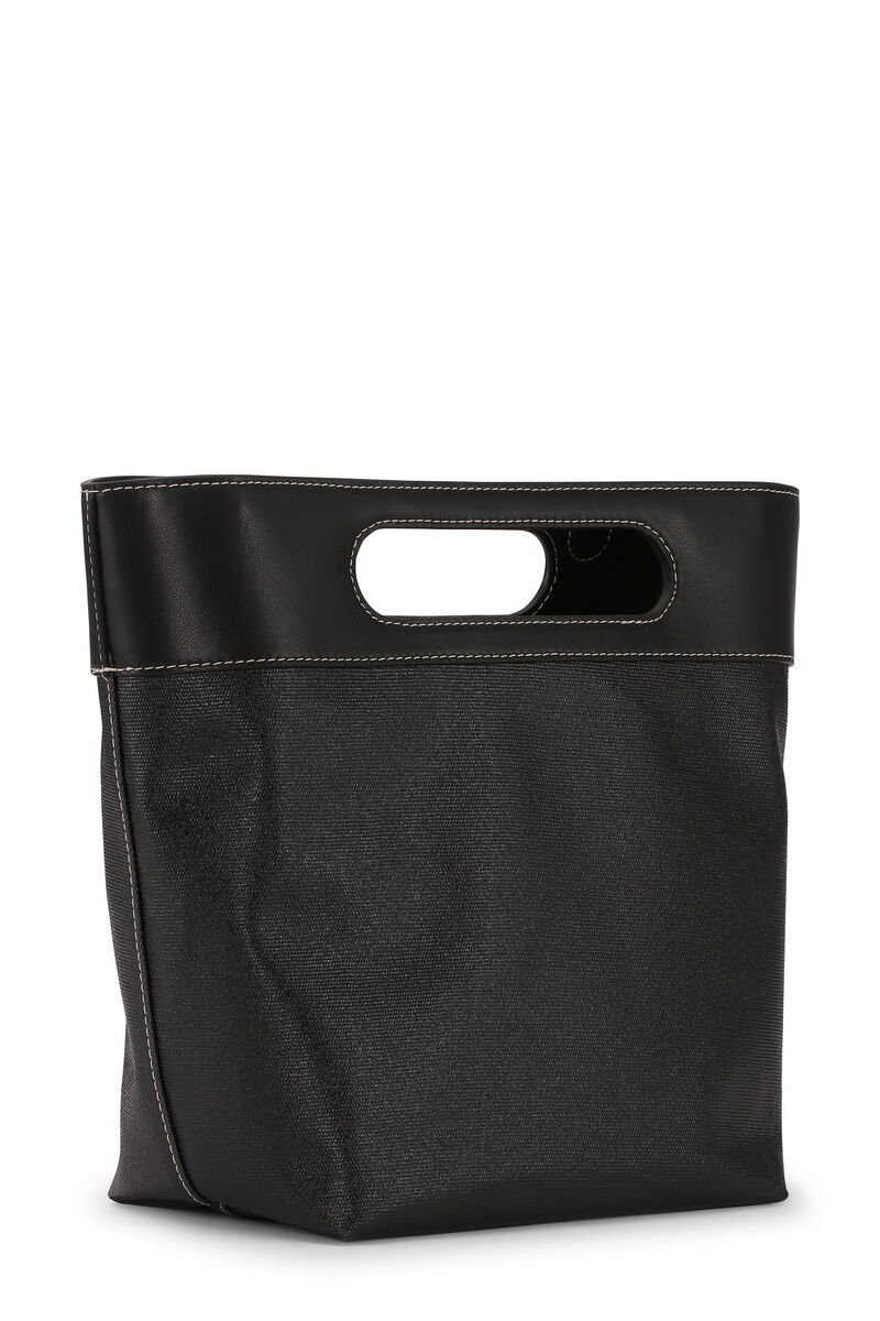 Small Canvas Tote Bag, Cotton, in colour Black - 2 - GANNI