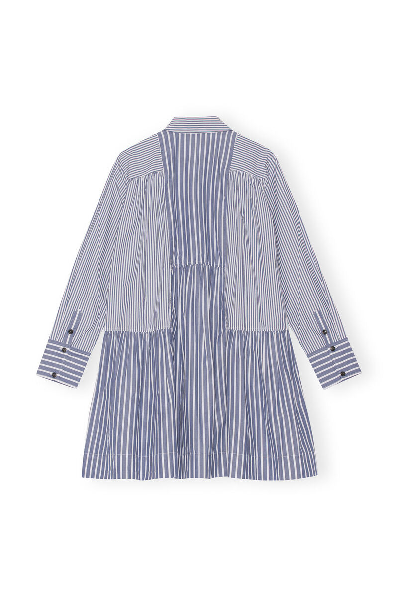 Robe chemise courte à rayures, Cotton, in colour Gray Blue - 2 - GANNI