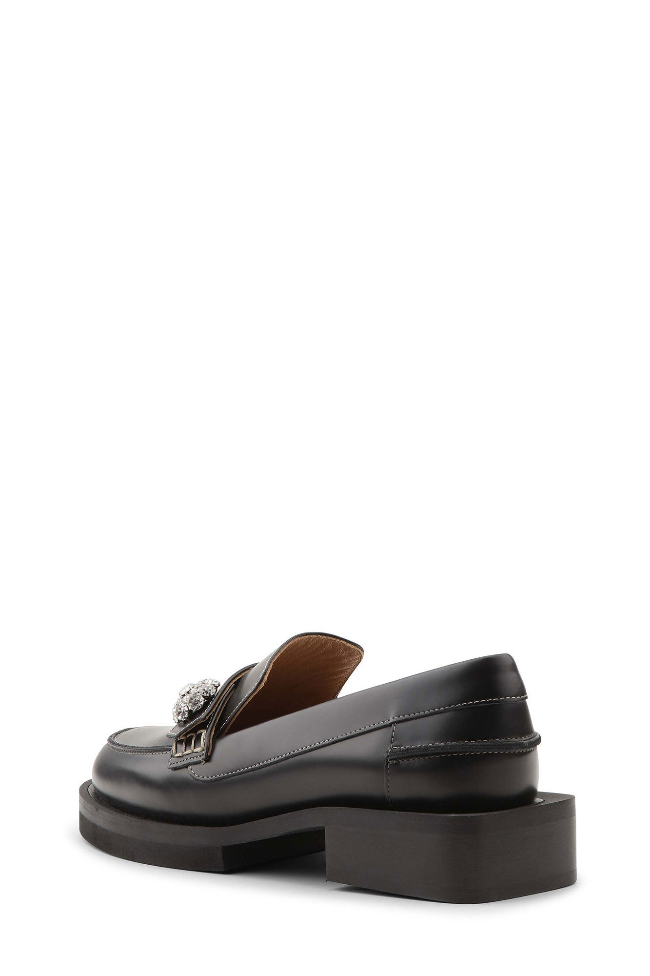 Utsmyckade loafers, Leather, in colour Black - 3 - GANNI