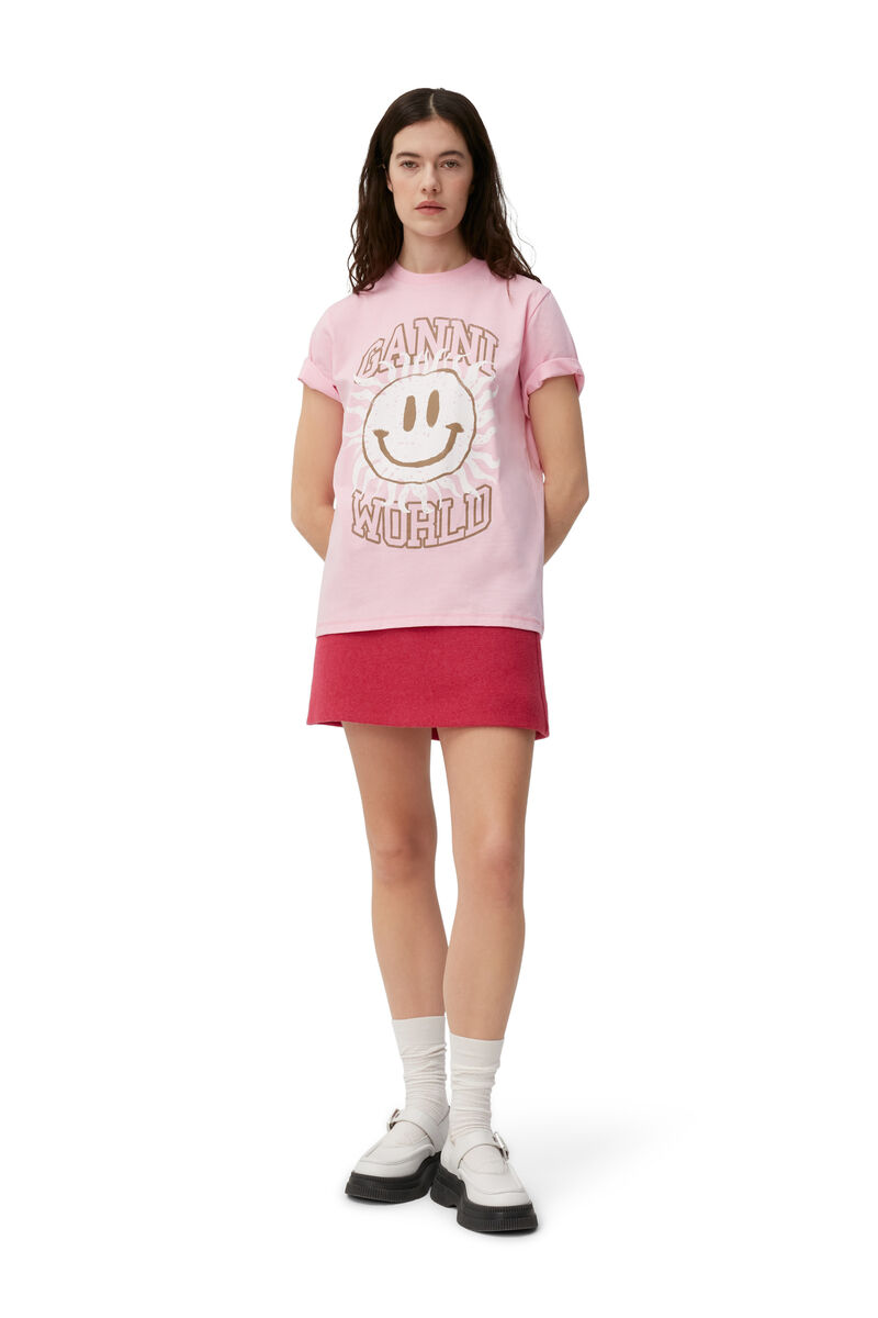 Smiley T-shirt, Cotton, in colour Lilac Sachet - 2 - GANNI