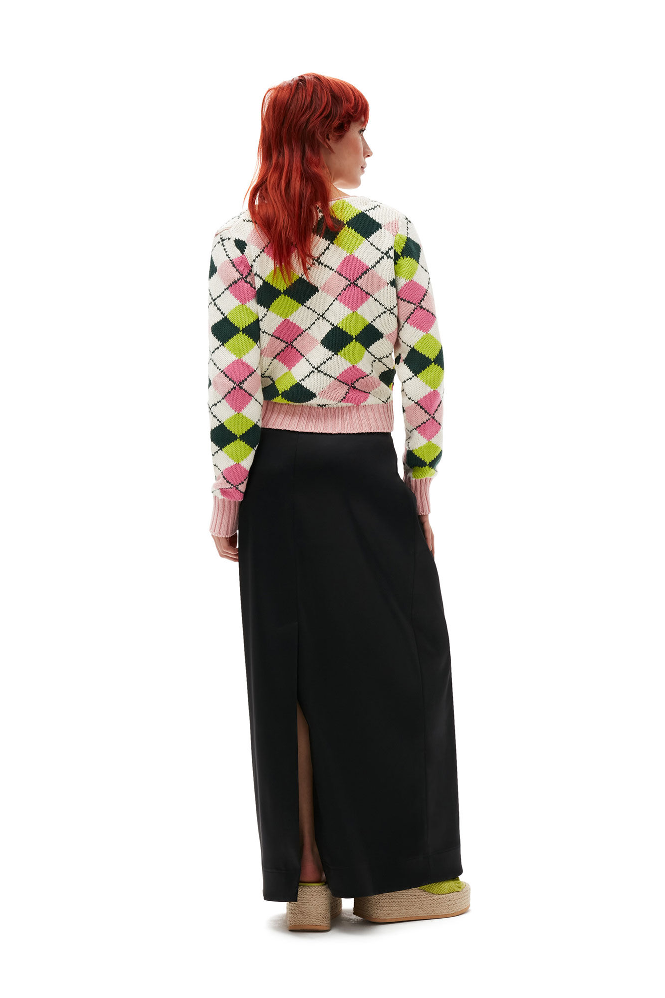 Graphic Cotton V-neck Cardigan, Cotton, in colour Multicolour - 2 - GANNI