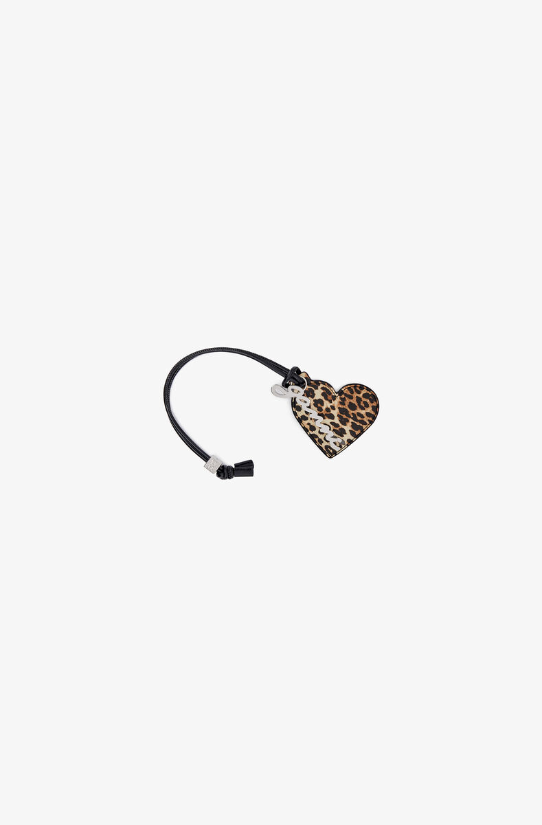 Leopard Print GANNI Bou Heart Mirror, Polyester, in colour Leopard - 2 - GANNI