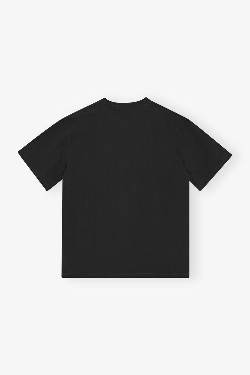 Black Heavy Cotton Drop Shoulder T-shirt, Cotton, in colour Phantom - 2 - GANNI