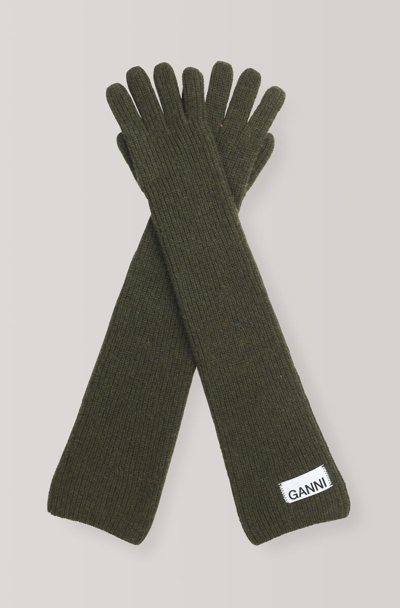 Knit Handschuhe, Polyamide, in colour Kalamata - 1 - GANNI