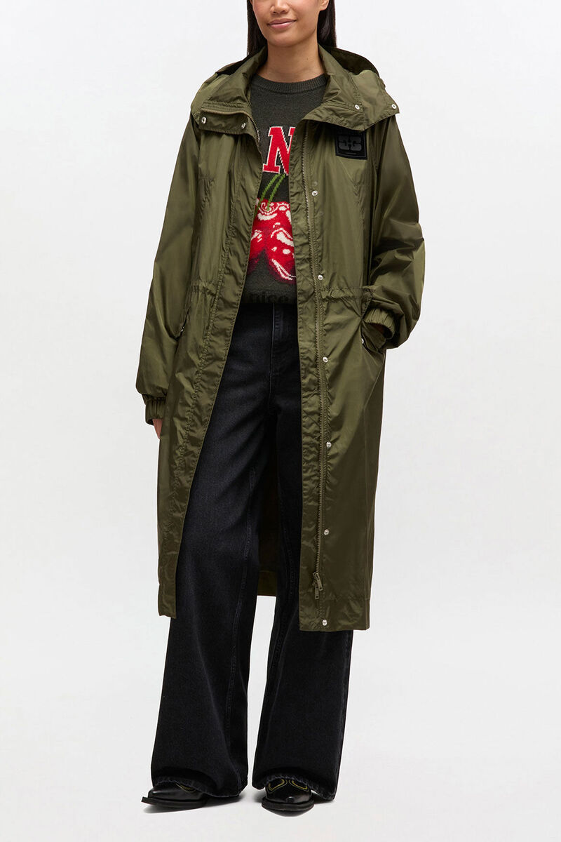 Parka i nylon, Recycled Polyamide, in colour Kalamata - 1 - GANNI