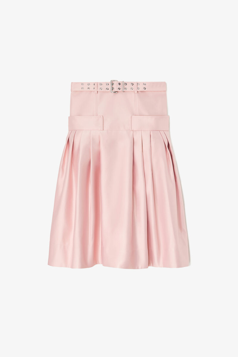 Skirt in Duchesse Satin, Recycled Polyester, in colour Potpourri - 1 - GANNI