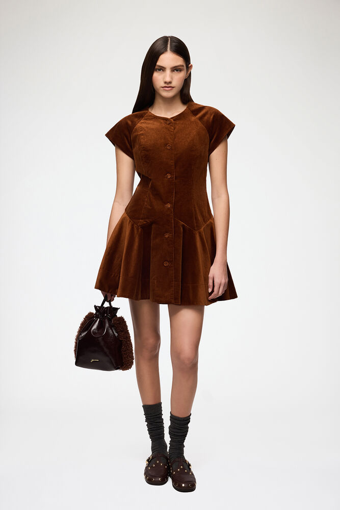 Dress in Brown Corduroy, Tortoise Shell