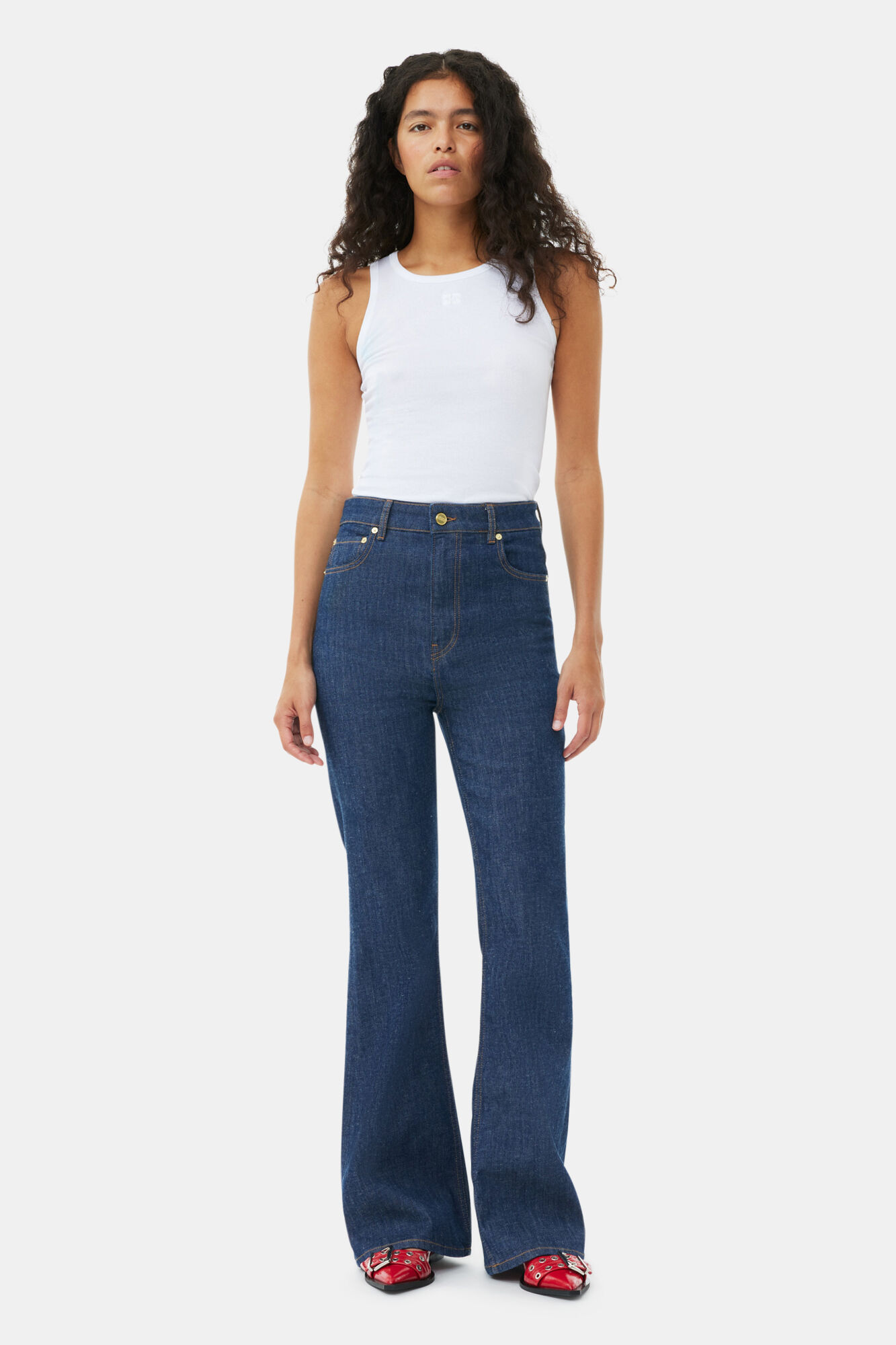 Rinse Stretch Iry Jeans, Cotton, in colour Rinse - 1 - GANNI