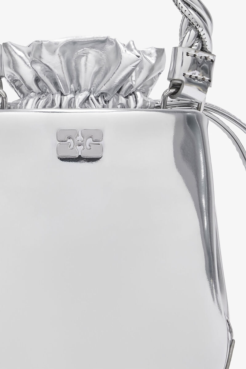 Silver Mini GANNI Bou Bucket Bag, Polyester, in colour Silver - 3 - GANNI