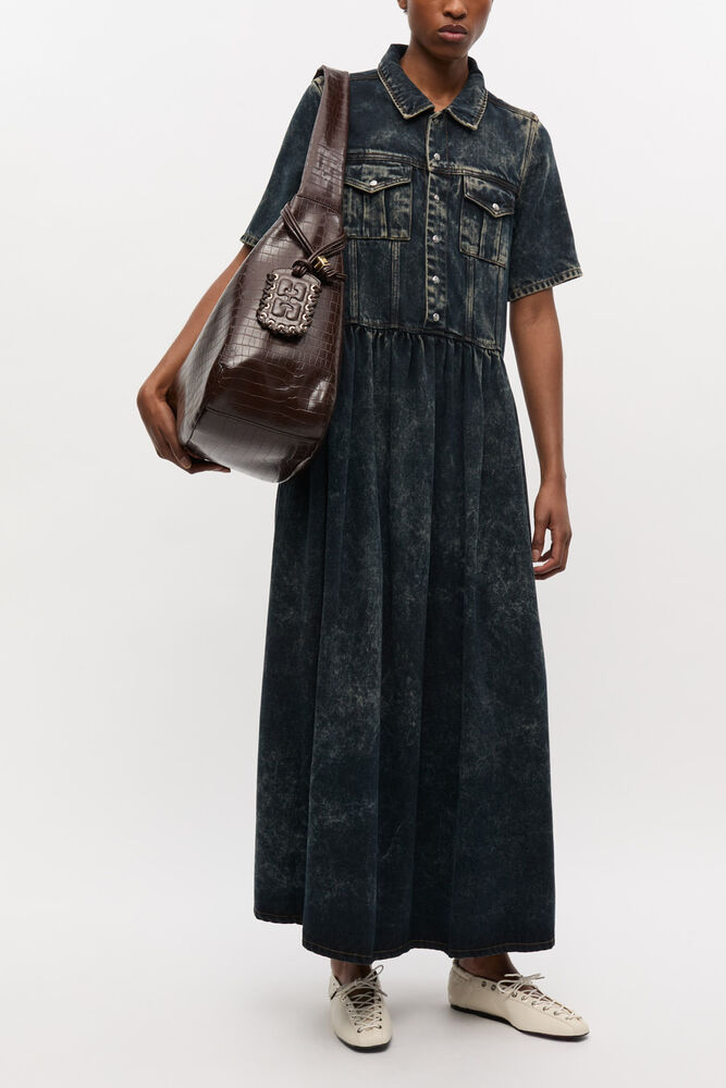 Brown Croco XXL Hobo Bag, Chocolate Fondant