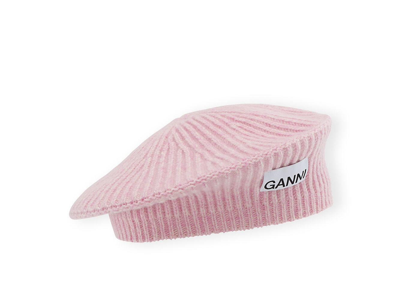Wool Rib Knit Beret , Recycled Polyamide, in colour Lilac Sachet - 1 - GANNI