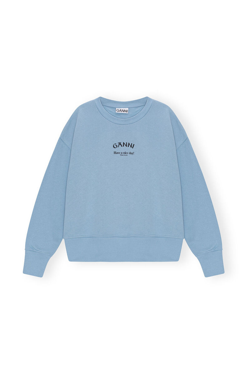 Blue Isoli Oversized-genser, Cotton, in colour Placid Blue - 1 - GANNI