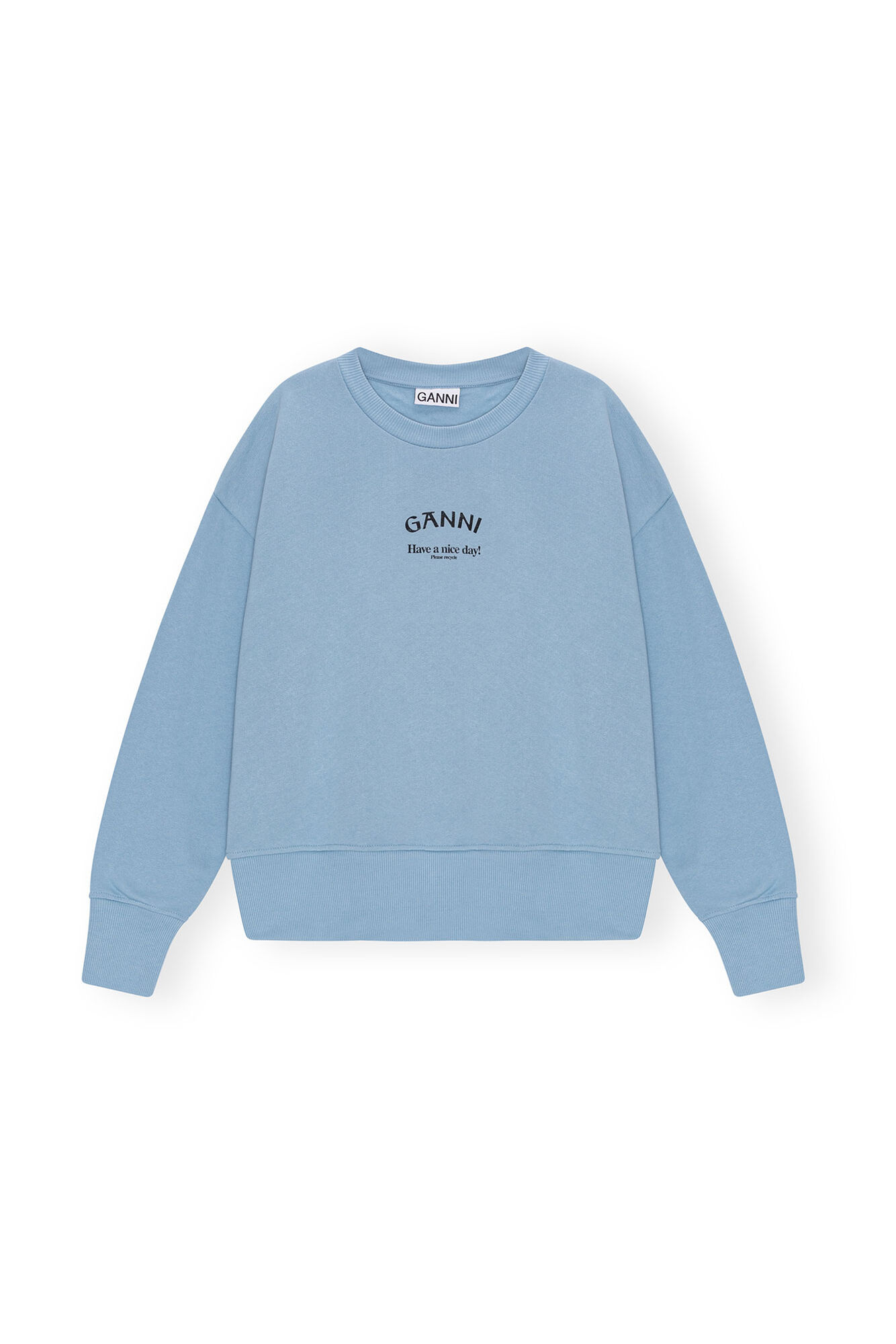 Blue Isoli Oversized Sweatshirt, Cotton, in colour Placid Blue - 1 - GANNI