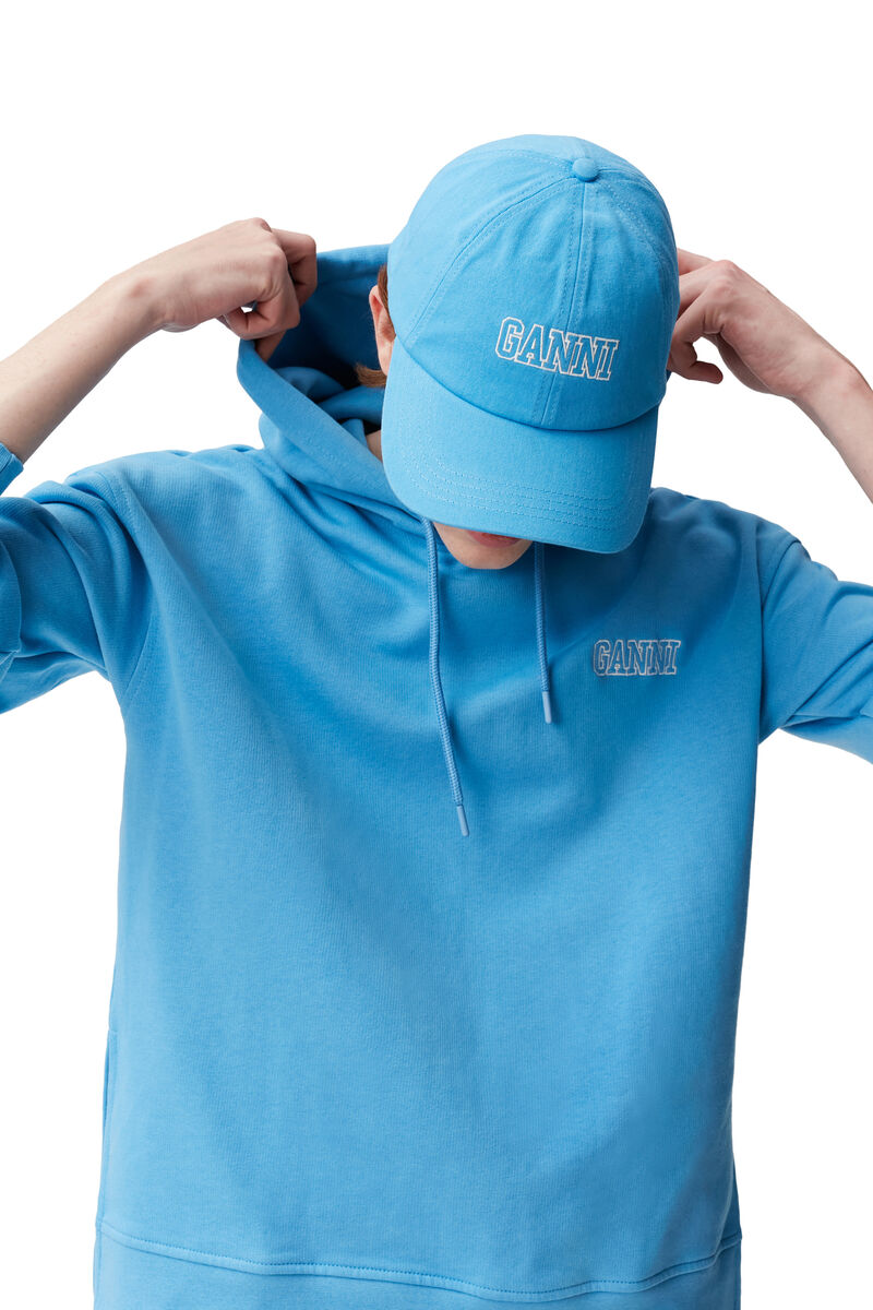 Oversized Hooded Sweatshirt, Organic Cotton, in colour Azure Blue - 6 - GANNI