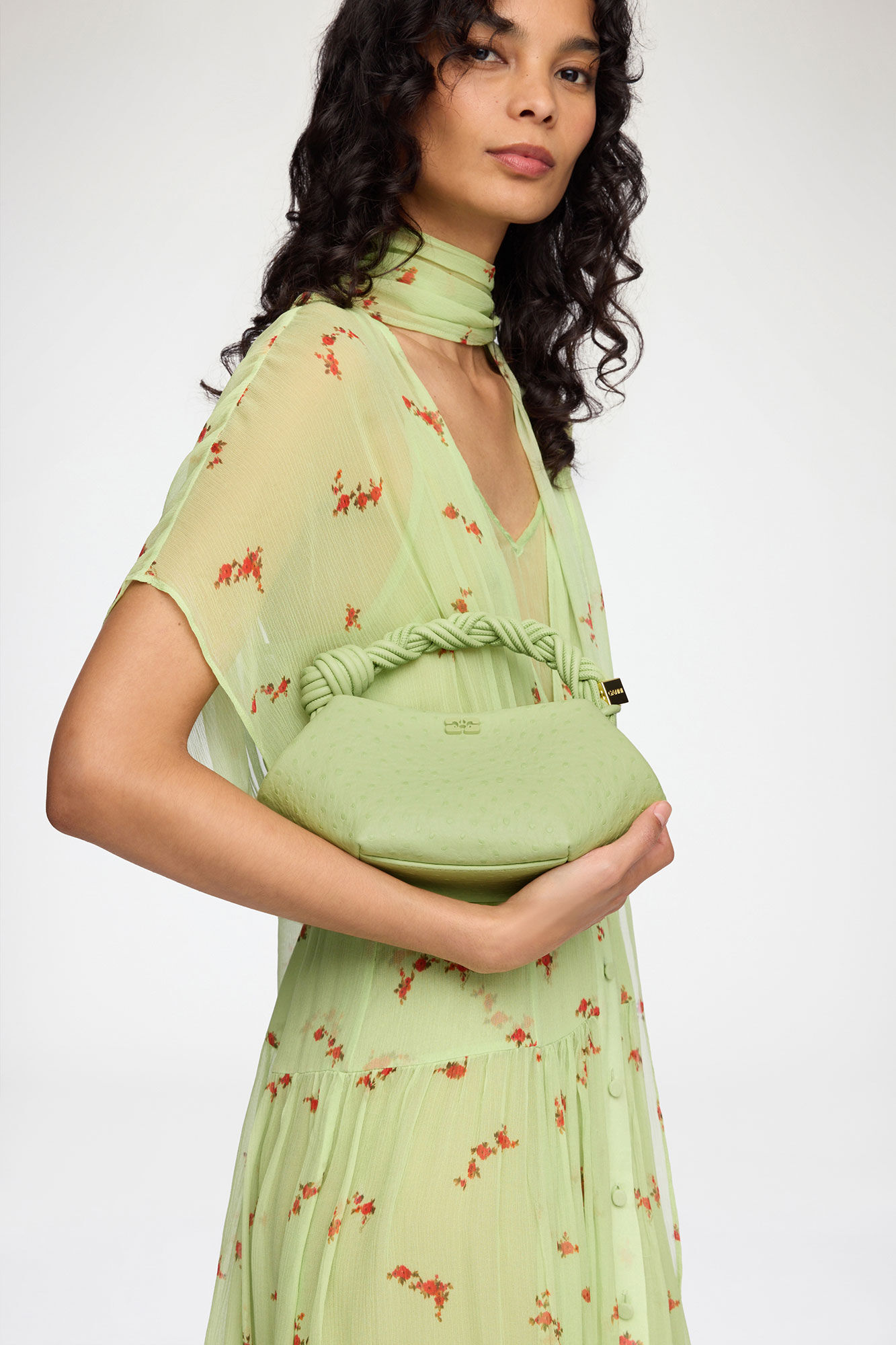 Lily Green Mini Bou Bag in Green Ostrich | GANNI US