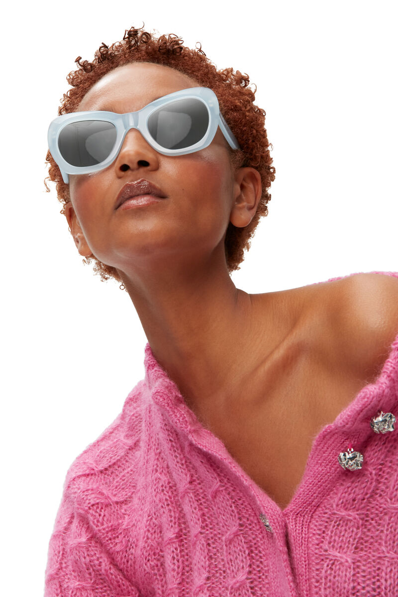 Biodegradable Acetate Big Butterfly Sunglasses, Biodegradable Acetate, in colour Heather - 3 - GANNI