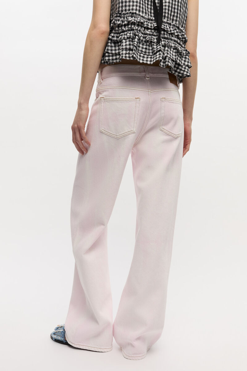 Pink Washed Izey Jeans, Cotton, in colour Chalk Pink - 3 - GANNI