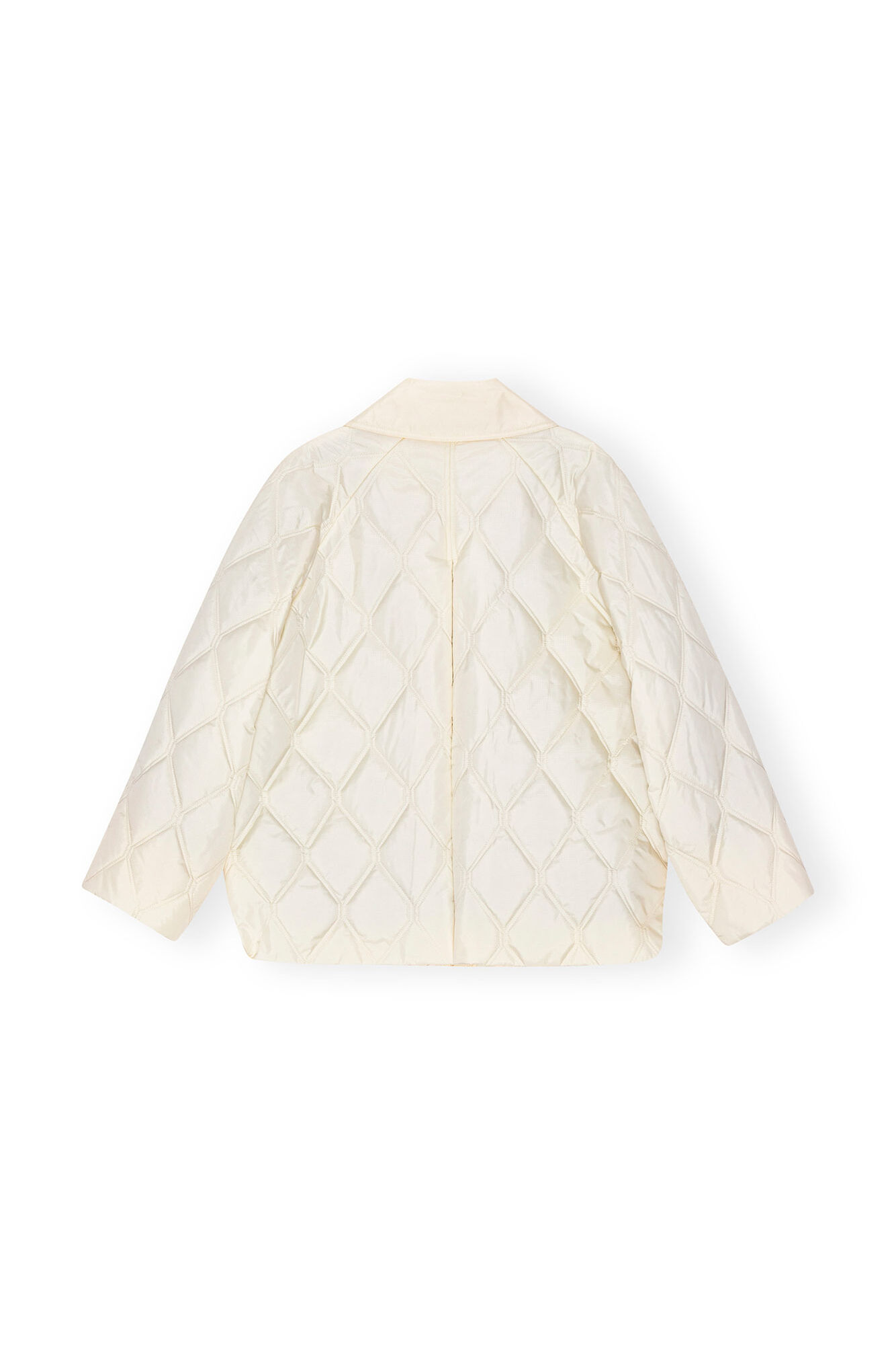 White Ripstop Quilt Jacket, Recycled Polyester, in colour Egret - 2 - GANNI