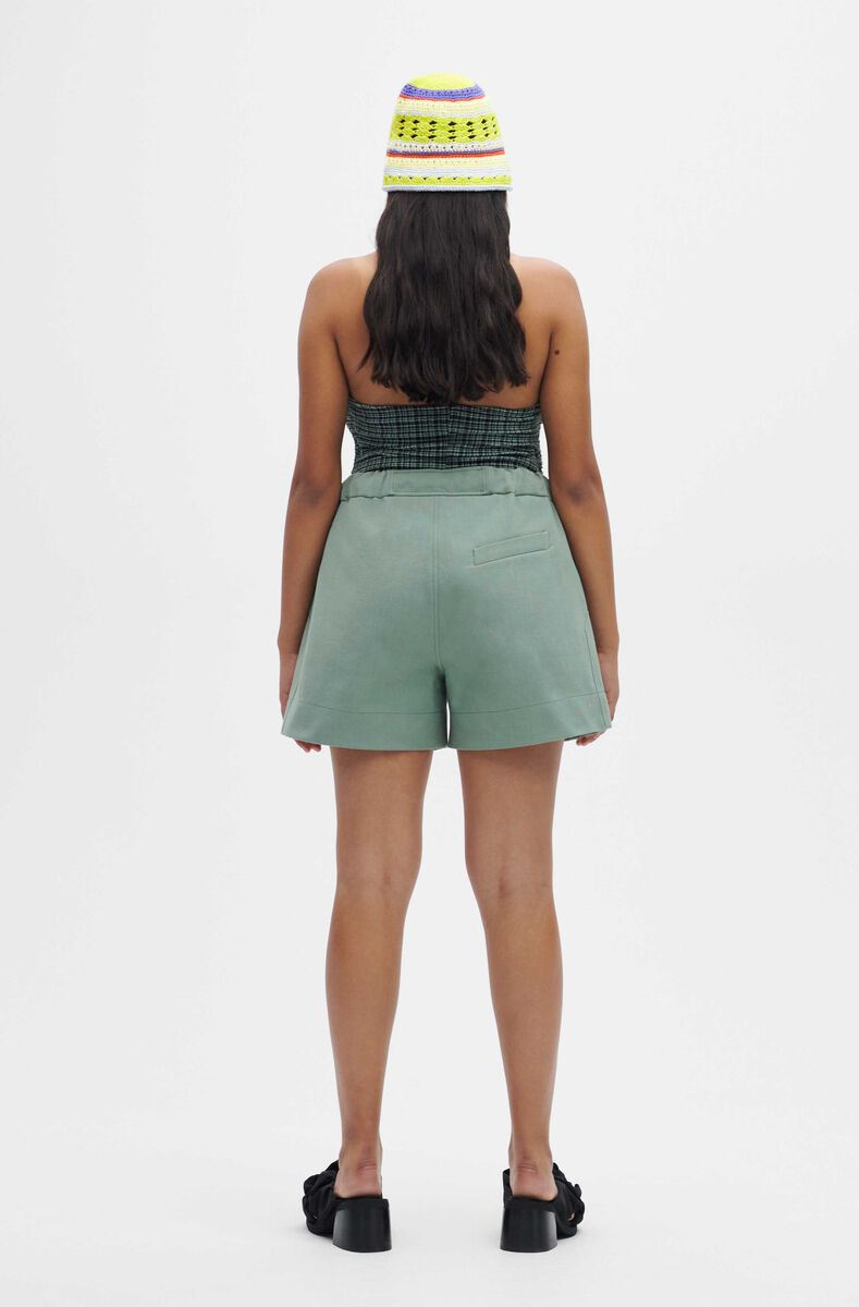 Relaxed Shorts, Polyester, in colour Green Bay - 2 - GANNI