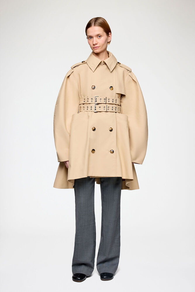 Trench Coat in Double Cotton, Warm Sand