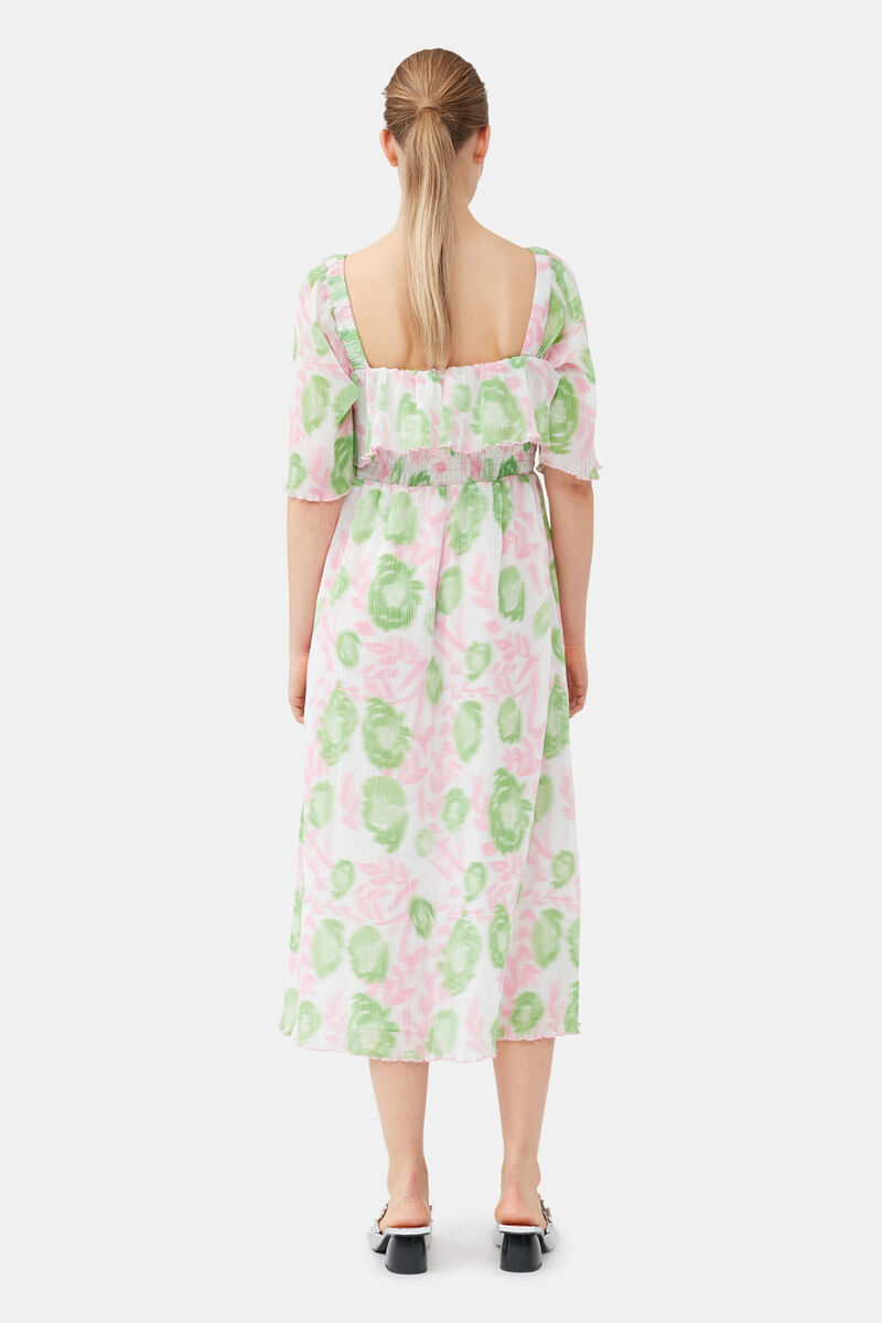Pleated Georgette Midi Smock Dress, Recycled Polyester, in colour Pink Tulle - 6 - GANNI
