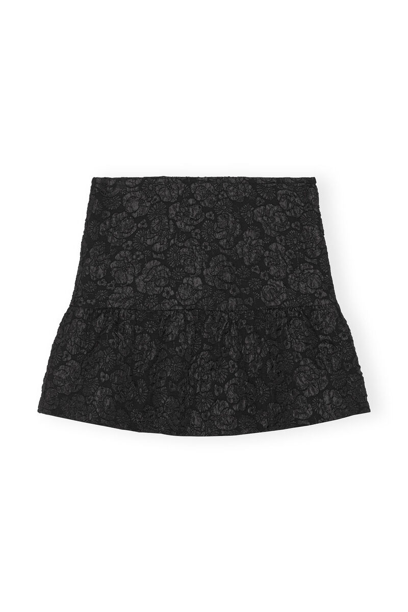 Black Jacquard Mini-skjørt, Polyester, in colour Black - 1 - GANNI