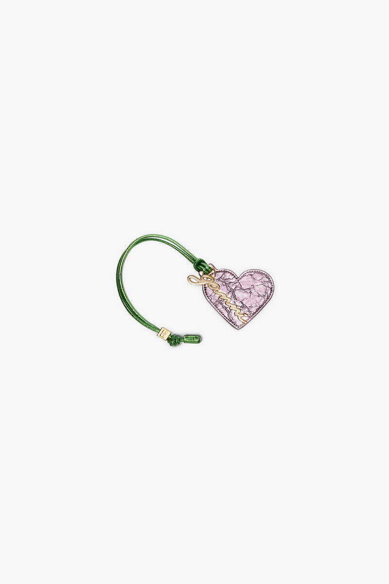 Heart Mirror in Metallic, Polyurethane, in colour Silver Pink - 1 - GANNI