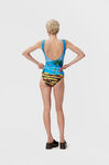 Deep Cut Swimsuit, Elastane, in colour Palm Beach Cloisonne - 2 - GANNI