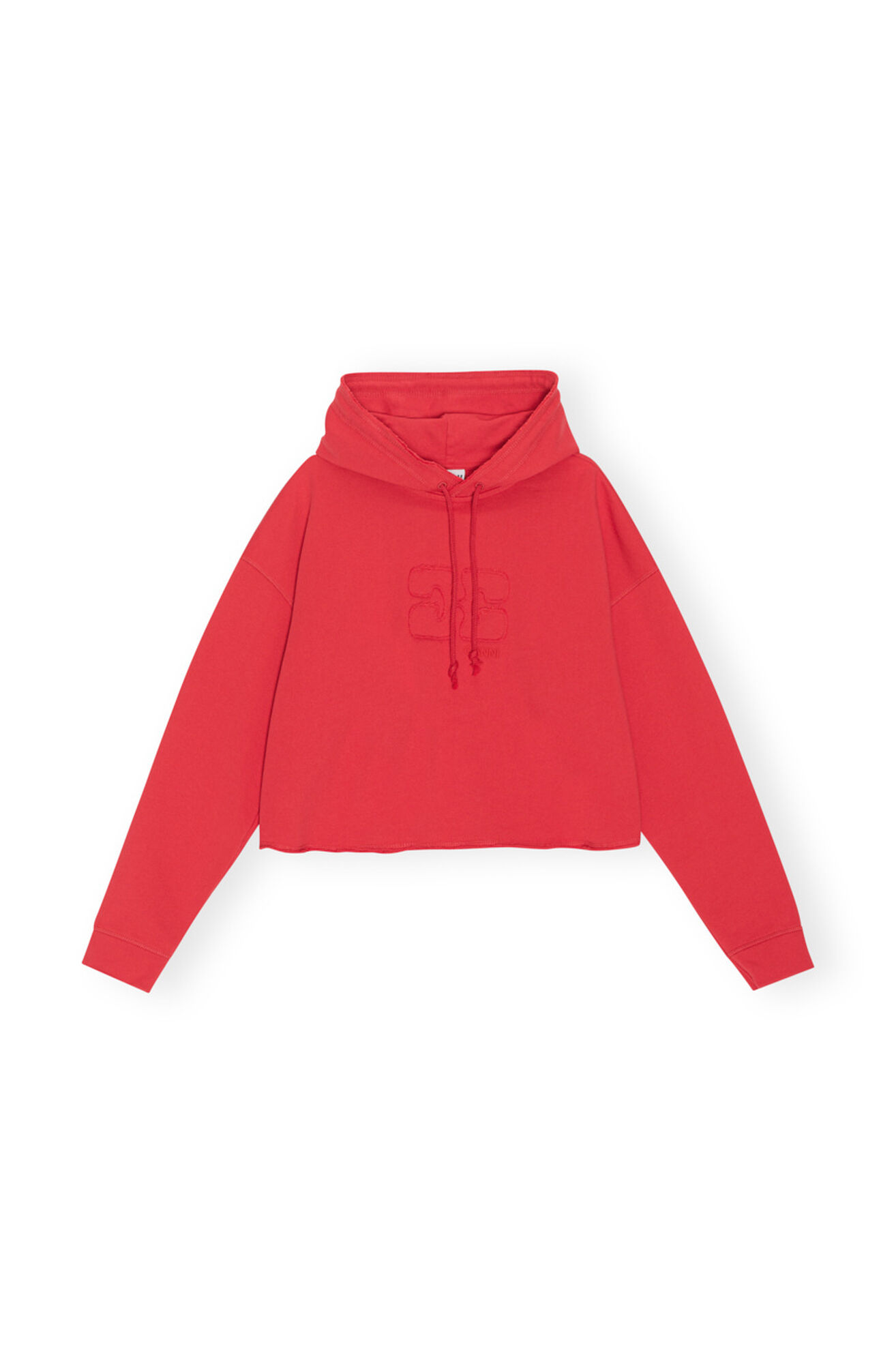 Ganni Red Isoli Cropped Oversized Hoodie