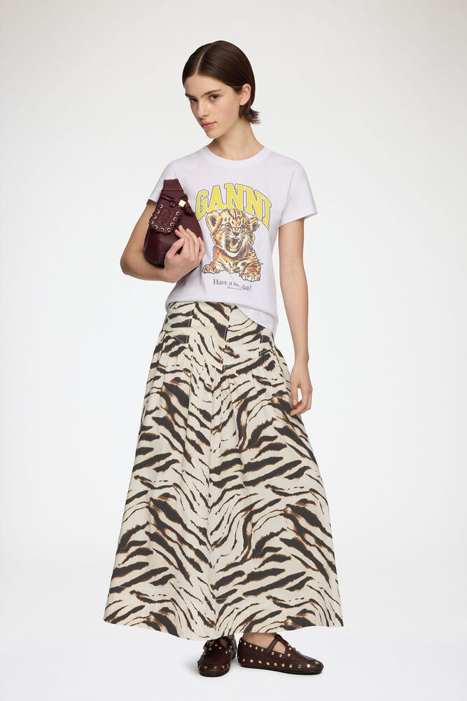Skirt in Zebra Cotton, Egret