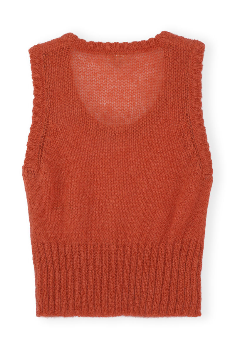 Wool Vest, Merino Wool, in colour Paprika - 2 - GANNI