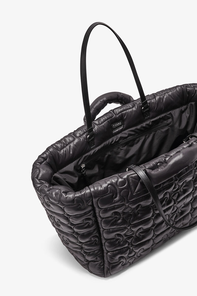 Quilted Re-Tech XXL Tote, in colour Black - 3 - GANNI