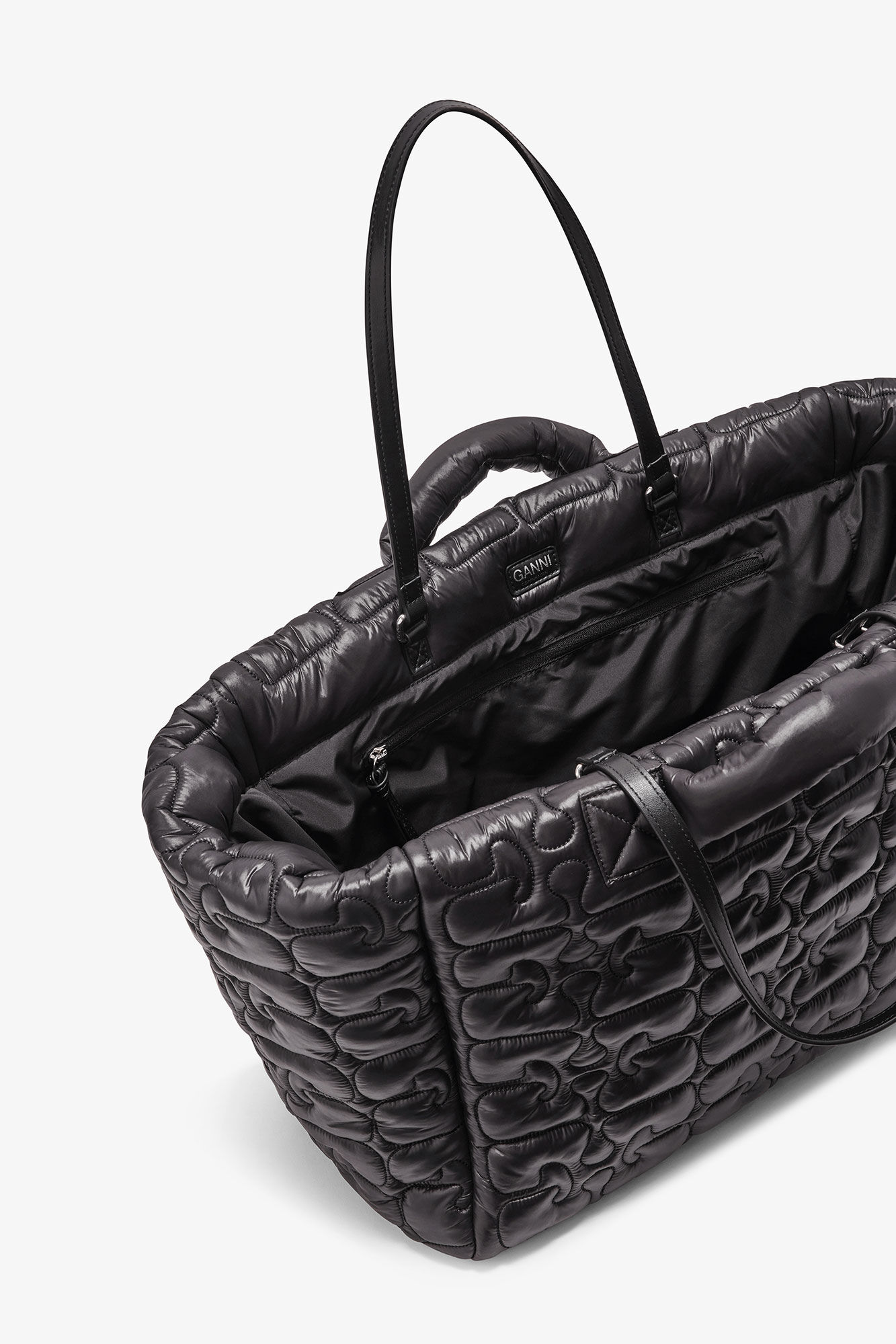 Quilted Re-Tech XXL Tote, in colour Black - 3 - GANNI