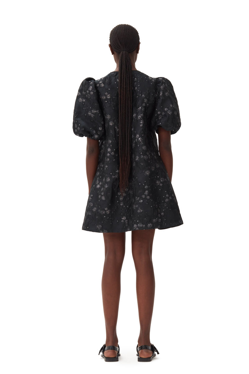 Robe Black/Silver 3D Jacquard A-line Mini, Polyamide, in colour Black - 4 - GANNI