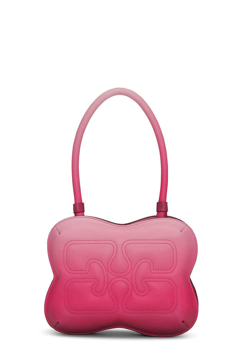 Pink Gradient Butterfly Top Handle Tasche, Polyester, in colour Hot Pink - 1 - GANNI
