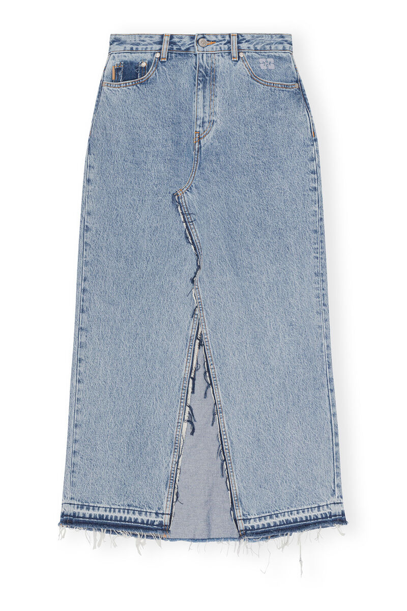 Re-Cut Denim Maxi Skirt, Cotton, in colour Denim - 1 - GANNI