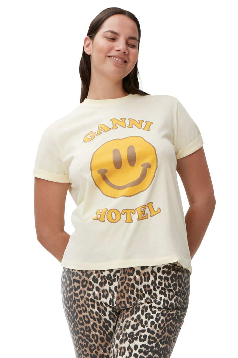 Logo T-shirt, Cotton, in colour Flan - 1 - GANNI