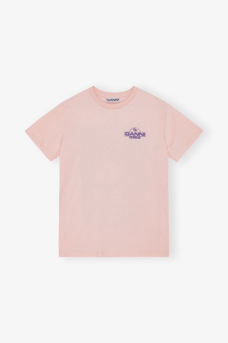 Basic Jersey Palm Trees Relaxed-T-skjorte, Cotton, in colour Lotus - 1 - GANNI