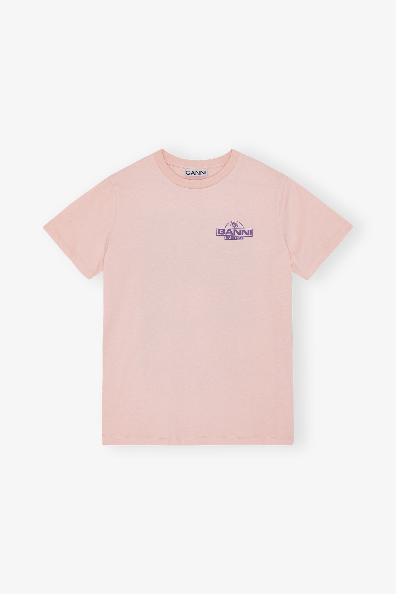 Basic Jersey Palm Trees Relaxed T-shirt, Cotton, in colour Lotus - 1 - GANNI